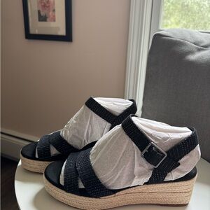 BRAND NEW IN BOX Toms Wedge Sandals in Sparkly Black